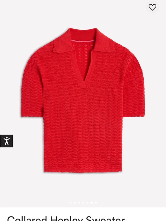 Boden Sweaters - Boden Red Collared V-Neck Short Sleeve Sweater